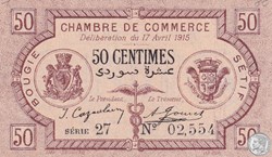 139-1- 17/4/1915 Bougie Sétif 50 cts Cdc Séries 27