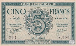 1942 Pick91 5 Franc algérien Unc (2)