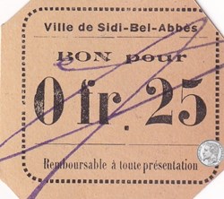 Sidi-Bel-Abbès 9b 0,25 franc 1916