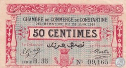 140-19- 28/6/1919 Constantine 50 Centimes Cdc Séries B35