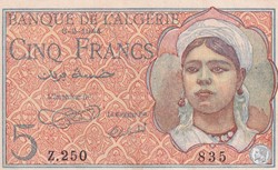 1944 Pick 94a 5 Franc algérien (1) Unc