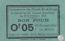 OUED EL ALLEUG Bon pour 0,05 franc Vert 1916 (2)