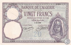 1928 Pick78b  580 20 Franc algérien Spl