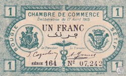 139-2- 17/4/1915 Bougie Sétif 1 Franc Cdc Séries 164