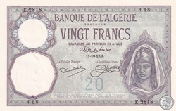 1928 Pick78b 618  20 Franc algérien Unc