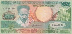25 Gulden Centrale Bank van Suriname 09.01.1988 Unc Pick 132b