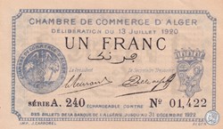 137-15-13/7/1920 Alger 1 Franc Cdc.(3)