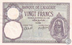 1941 Pick78c.2i 20 Franc algérien Spl 037