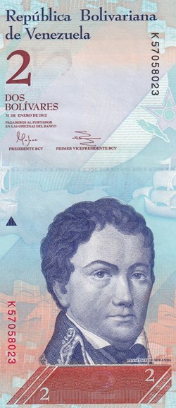 2 Bolívares Banco Central de Venezuela 31.01.2012 Unc Pick 88d