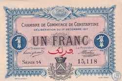 140-15- 1/12/1917 Constantine 1 Franc Cdc Séries 14