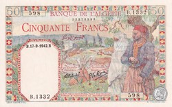 1942 Pick84 50 Franc algérien 598 Unc