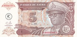 1993  Pick53a  5 NZ - Nouveau zaïre zaïrois  Unc