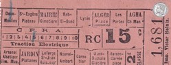 Ticket billet tramway d'Alger début XXe "Tramways / Chemins de fer sur Routes d'Algérie"