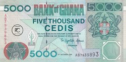 1996 Pick34a 5 000 GH₵ - Cedi ghanéen Unc