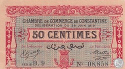 140-19- 28/6/1919 Constantine 50 Centimes Cdc Séries B9