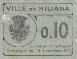MILIANA 1 0,10 franc Vert 1916