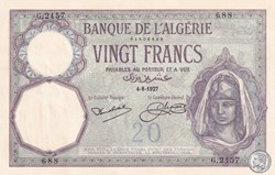 1927 Pick78b  20 Franc algérien 688 SPL