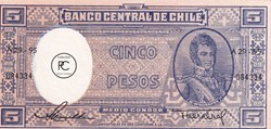 1958 Pick119a.1 5 $ - Peso chiléen Unc