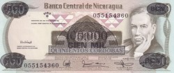 100.000 Córdobas  Banco Central de Nicaragua 1987 Unc Pick 149