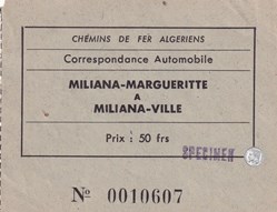 Chemins de Fer Algériens Correspondance Automobile Spécimen