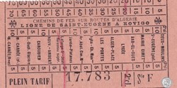 Ticket tramway d'Alger début XXe "Tramways / Chemins de Fer sur routes d'Algérie / St Eugène -> Rovi