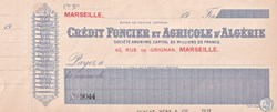 Algérie - Crédit Foncier et Agricole - 1910 - Neuf