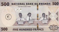 2019 Pick42a 500 RF - Franc rwandais Unc