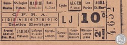 Ticket billet tramway d'Alger début XXe "Tramways / Chemins de fer sur Routes d'Algérie"