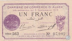 137-1 -3/9/1914 Alger 1 Franc Cdc. (12)