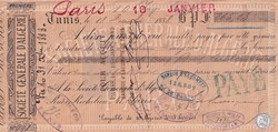COLONIE ALGÉRIE LETTRE DE CHANGE 18.12.1888 BANQUE SOCIÉTÉ GENERALE BFE FISCAL