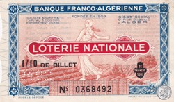 Banque Franco Algérienne 1/10éme 2éme Tranche 1937