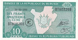 2005 Pick33e 10 FBu - Franc burundais Unc