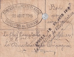 * Béni-Saf 12 - 1 franc annulé - 25/08/1915