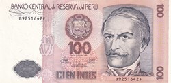 100 Intis  Banco Central de Reserva del Perú  26.06.1987 Unc Pick 133