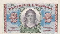 1938 Pick 95 2 Pesetas Ministerio de Hacienda y Economia Unc
