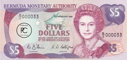 1989 Pick 35b 5 $ - Dollar des Bermudes N° 33 Trés rare Unc