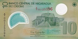 2007  Pick 201a  10 Córdobas 	Banco Central de Nicaragua  2007 Unc