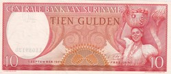 10 Gulden Centrale Bank van Suriname 01.09.1963 Unc Pick 121b