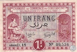 140-24- 13/4/1920 Constantine 1 Franc Cdc Séries D11