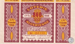 Loterie Algérienne   17éme Tranche 1956