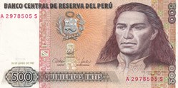 500 Intis Banco Central de Reserva del Perú 26.06.1987 Unc Pick 134b