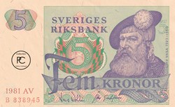 1981 Pick 51d 5 Kronor Sveriges Riksbank Unc