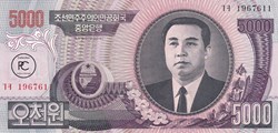 5.000 Won  Central Bank of the Democratic Peoples Republic of Korea Unc Pick 46c(3)
