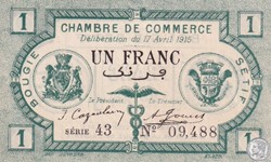 139-2- 17/4/1915 Bougie Sétif 1 Franc Cdc Séries 43