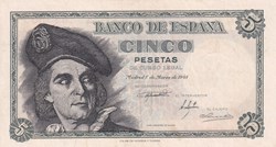1948 Pick 136 5 Pesetas Banco de España Unc