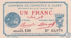 137-26-31/1/1923 Alger 1 Franc Cdc.(3)