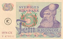 1976 Pick 51c 5 Kronor Sveriges Riksbank Unc