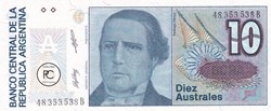 1987 Pick325b 10 ₳ - Austral argentin Unc