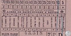 Ticket tramway d'Alger début XXe "Tramways / Chemins de Fer sur routes d'Algérie