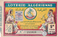 Loterie Algérienne 1/10éme 5émeTranche 1939